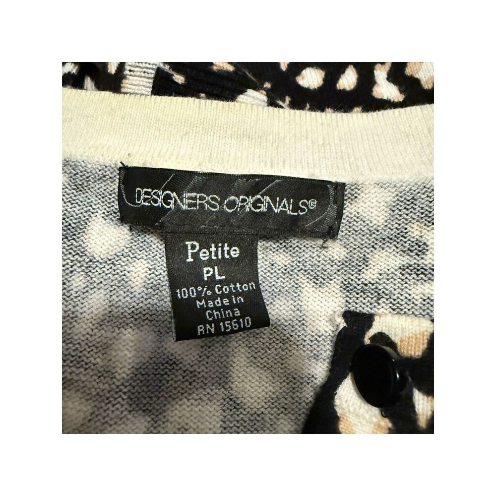 Designers Originals Animal Print Cardigan Sweater Size Petite Large 3/4 Sleeve - Picture 3 of 4